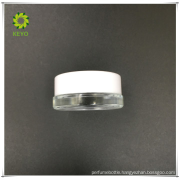 5ml empty clear cosmetic glass jar with white plastic cap